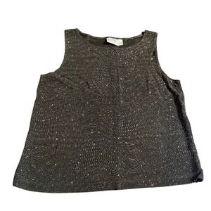 Chicos Design Womens Black Sparkle Glitter Wavy Print Sleeveless Top Size 3 L